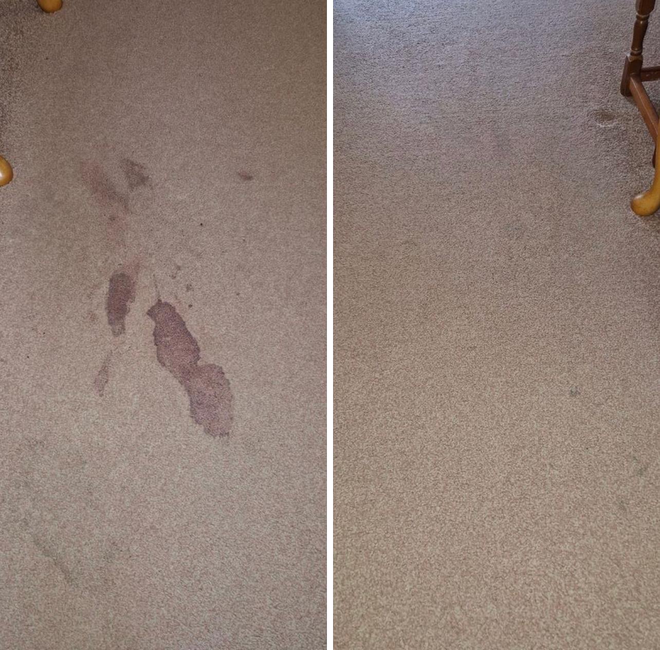 Marks on a carpet before assessment